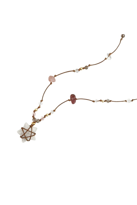 Handcrafted Beaded Star Necklace Adjustable Rope Chain Star Bead Neck Adornment For Unique Everyday Accessories