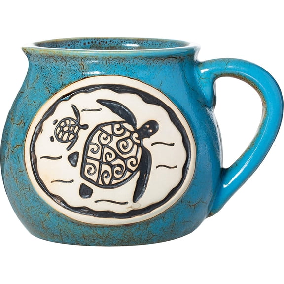 Handcrafted Bean Pot Stoneware 16oz Mug, Multiple Styles Available (Turtle)