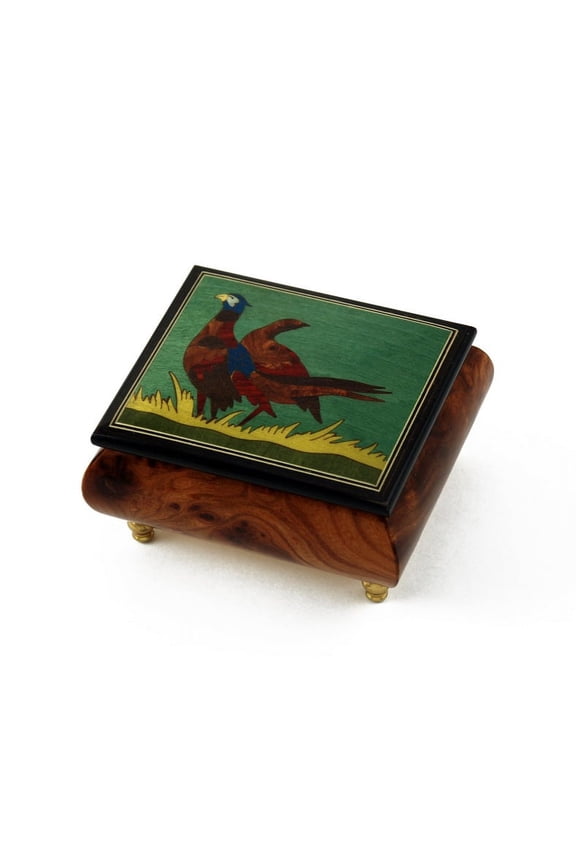 Handcrafted Birds Theme Italian Music Box with Pheasant Inlay - Hey Jude (The Beatles)
