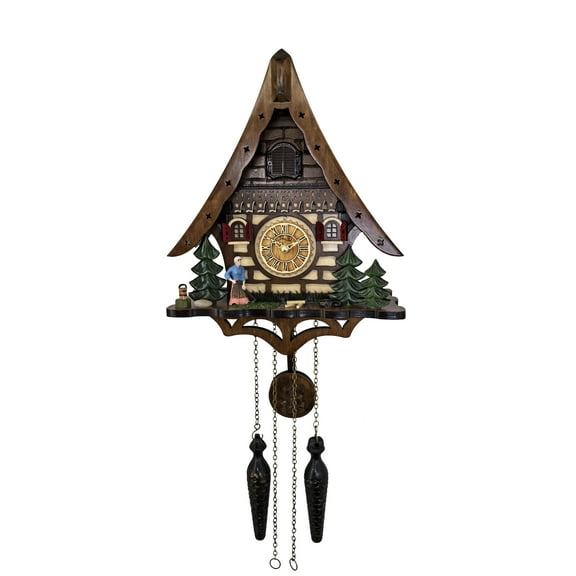 Handcrafted Black Forest Cuckoo Clock, Farming Scene, Quartz German Design, Musical