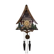 Handcrafted Black Forest Cuckoo Clock, Farming Scene, Quartz German Design, Musical