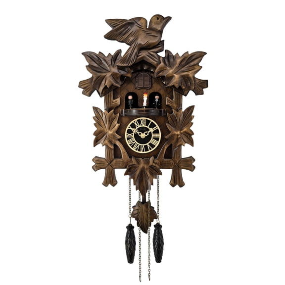 Handcrafted Black Forest Cuckoo Clock, Rotating Dancing Figurines, Quartz German Design, Musical