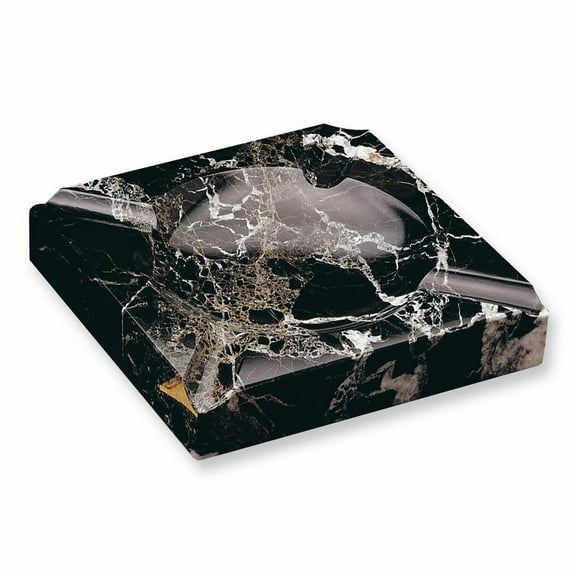 Handcrafted Black Solid Marble Square Cigar Ashtray QGL8463