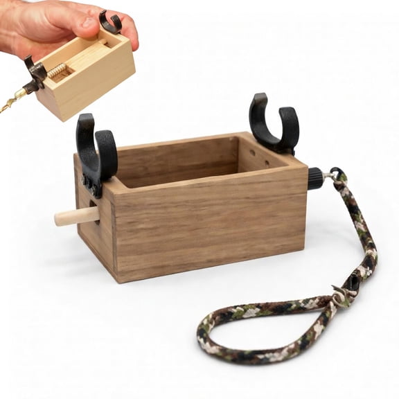Handcrafted Black Walnut Turkey Box Call Push Button Wooden Hunting Call with Realistic Yelps and Clucks for Turkey Hunting Beginners and Experts