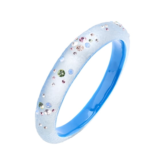 Handcrafted Blue Lucite Slip On Bangle with Colorful Confetti Crystals