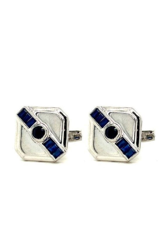 Handcrafted Blue Sapphire Square Gemstone Cufflinks in Sterling Silver Gifts for Father