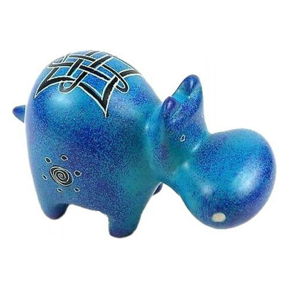 Handcrafted Blue Soapstone Hippo Smolart