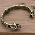 thumbnail image 1 of Handcrafted Bracelet Norse Metal Arm Ring Handmade Viking Wolf Head Bracelet Bangle, 1 of 8