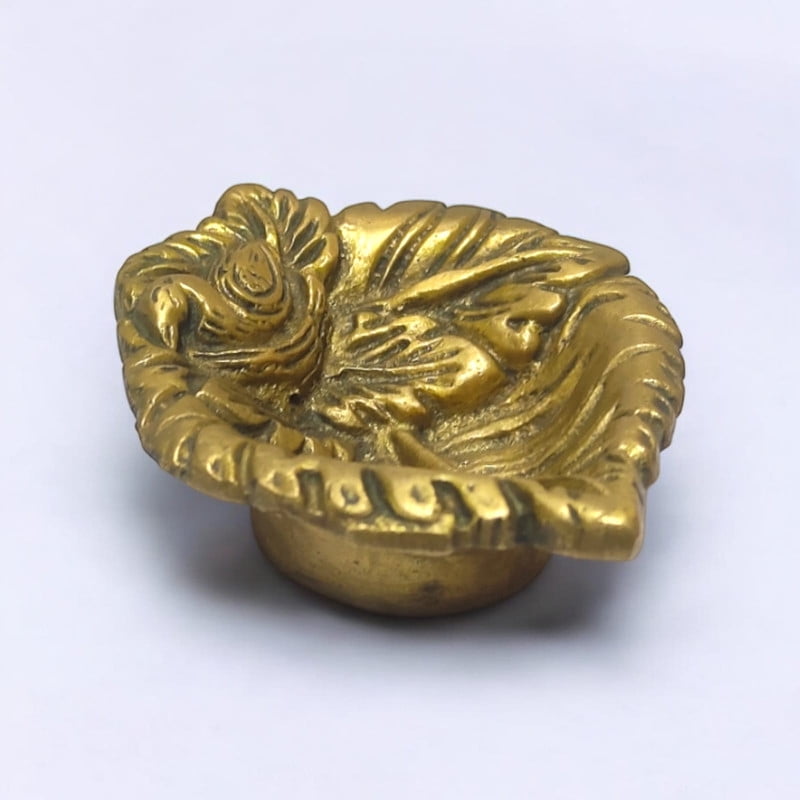 Handcrafted Brass Bird in Nest Gloden Diya One Wick Oil Lamp For Temple Home Office Décor-1 Inch