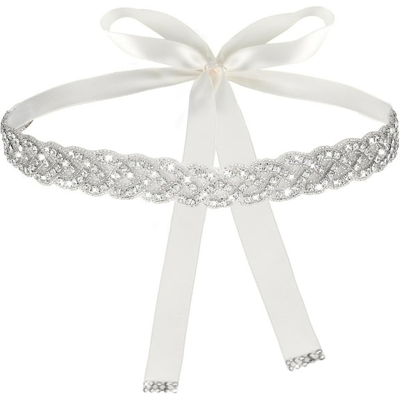 Handcrafted Bridal Rhinestone Wedding Waist Belt for Women, Bling Crystal Belts Glitter Ribbon Belt for Jeans Dress