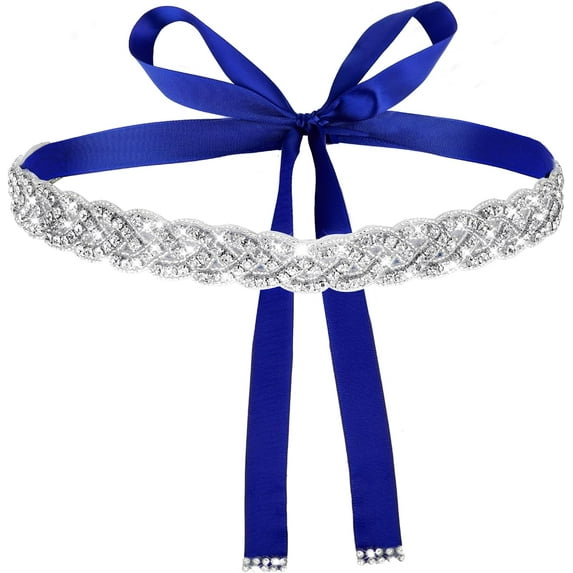 Handcrafted Bridal Rhinestone Wedding Waist Belt for Women, Bling Crystal Belts Glitter Ribbon Belt for Jeans Dress