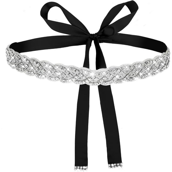 Handcrafted Bridal Rhinestone Wedding Waist Belt for Women, Bling Crystal Belts Glitter Ribbon Belt for Jeans Dress