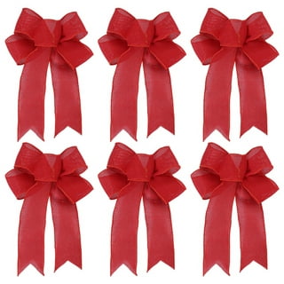 6 Pieces Burlap Bow Christmas Burlap Bows Burlap Wreaths Bows Rustic Bow  Holiday Wreath Bow DIY Crafts Burlap Bows for Christmas Tree Wrapping  Crafts DIY Decor, 7.5 x 9.4 Inch (Linen) 