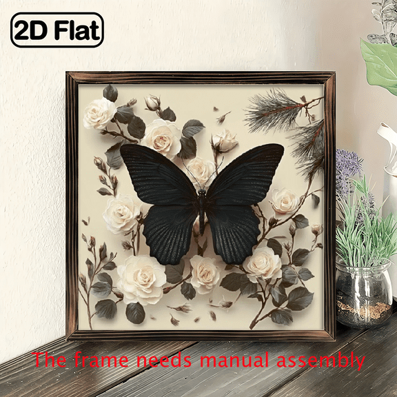 Handcrafted Butterfly Wall Art - Natural-Looking Wood Frame Horizontal_Vertical Hanging, Elegant Butterfly Wing Design for Home Office Dcor - Lightweight Durable Panel Perfect Hous
