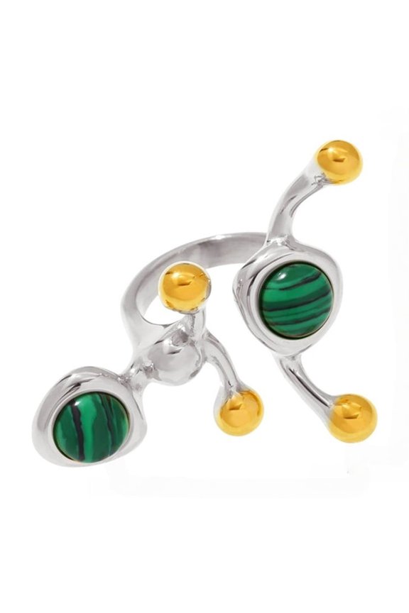 Handcrafted C Shape Natural Gemstones Ring Stainless Steel Size 7 Comfort Fit 8 Designs