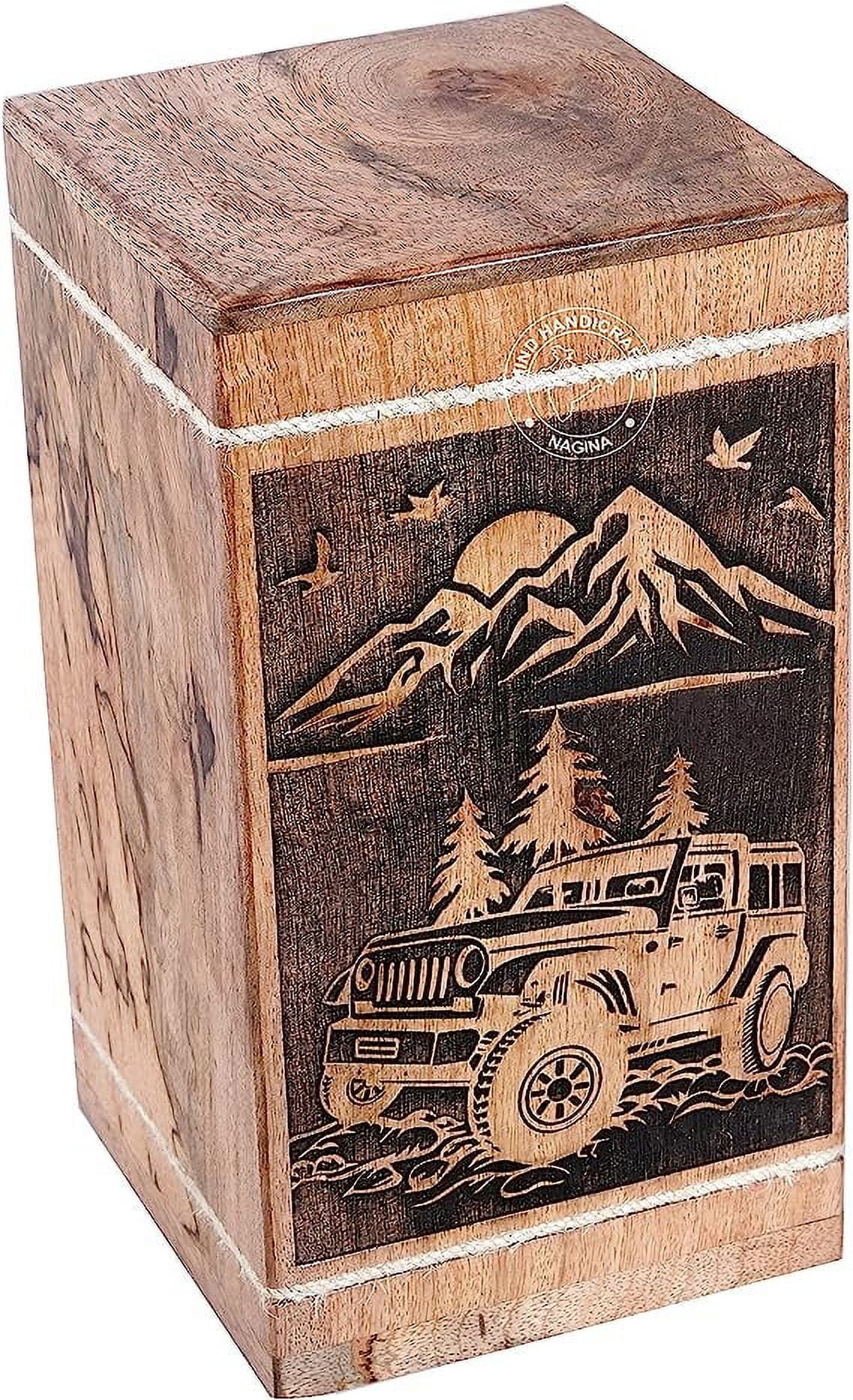Handcrafted Car Wooden Urns for Human Ashes Adult Large Rising Sun