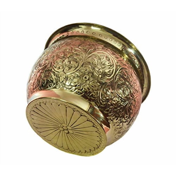 Handcrafted Carving Brass Planter || Plant Container|| Flower Pot for Indoor/Outdoor Plant & Home Decor (Dia. 8)