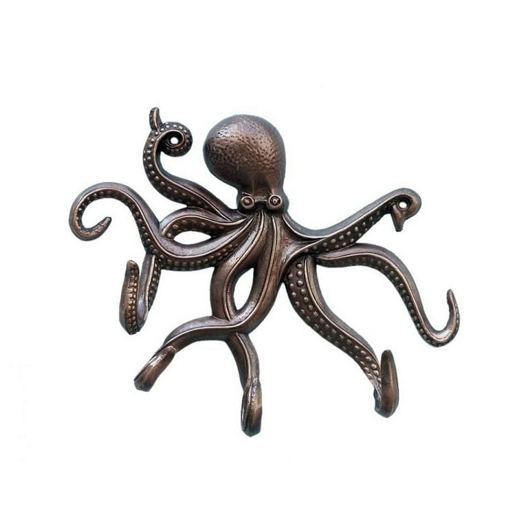 Handcrafted Cast Iron - Antique Copper Octopus with Tentacle Hooks 11 
