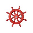 thumbnail image 1 of Handcrafted Cast Iron - Rustic All Red Decorative Ship Wheel With Sailboat 12"", 1 of 1