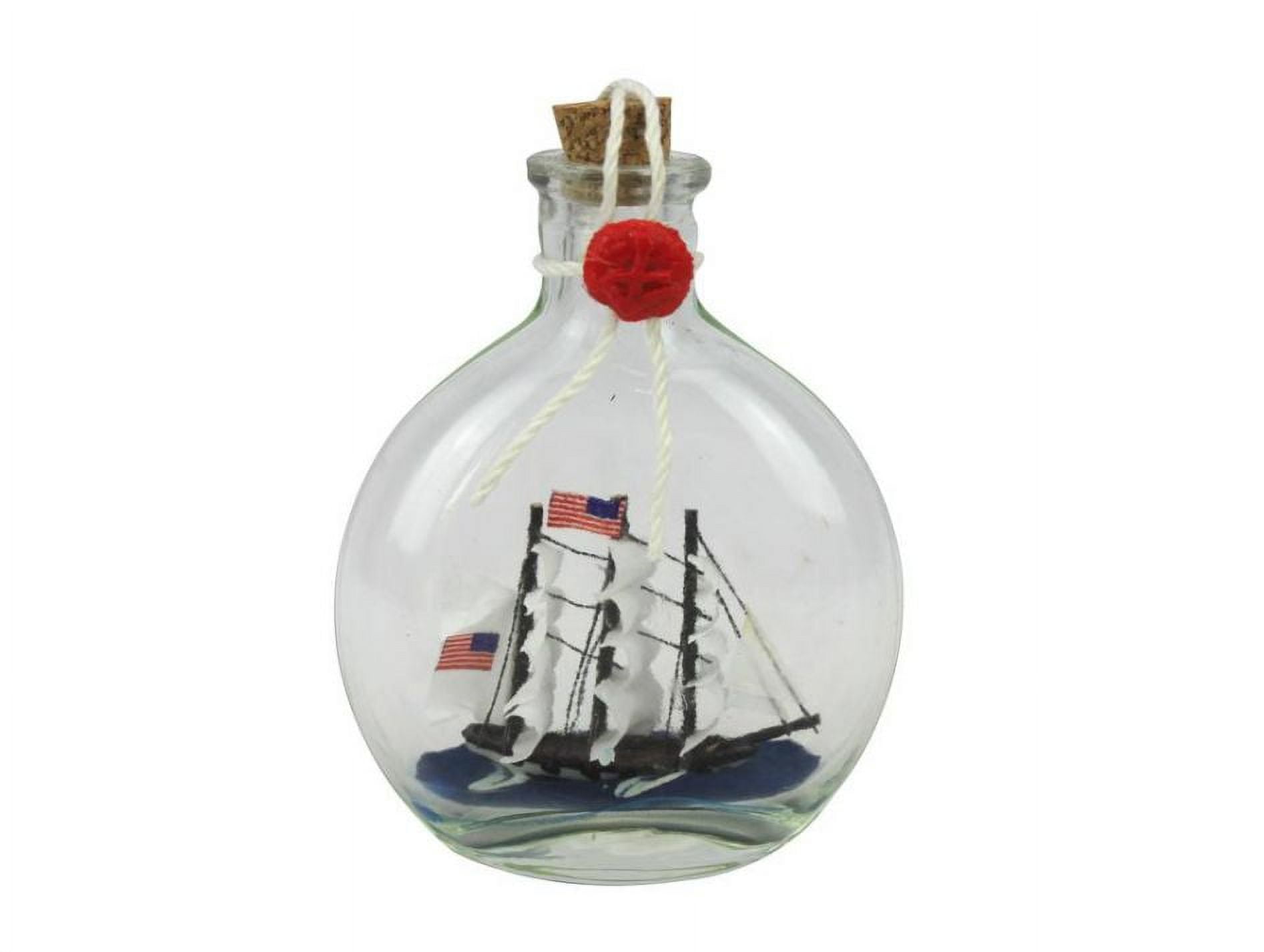 Handcrafted Cast Iron USS Constitution Model Ship in a Glass Bottle 4