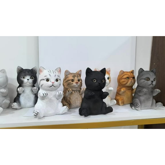 Handcrafted Cat Figurine Collection, Resin Cat Ornament for Living Room Decor, Ideal Gift for Pet Lovers and Home Decoration