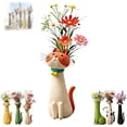 thumbnail image 1 of Handcrafted Cat Flower Vase – Ceramic Whimsical Kitty Planter for Small Flowers, Quirky Desk & Shelf Decor, Boho Home Accent, Unique Gift for Cat Lovers, 1 of 7