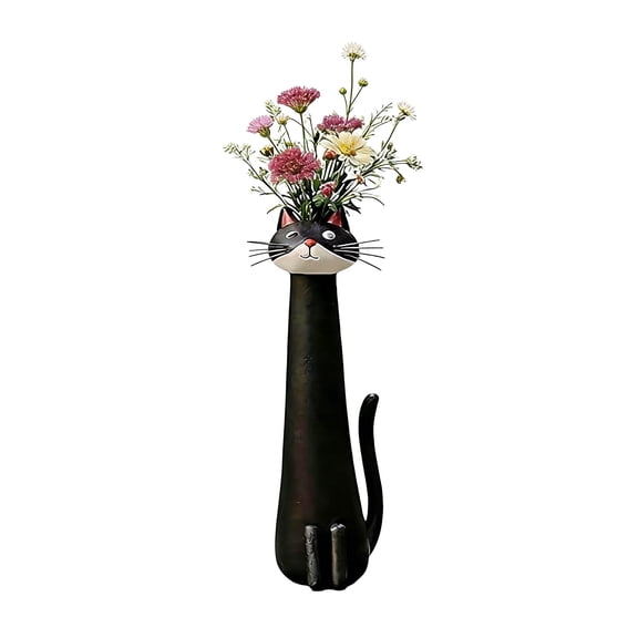Handcrafted Cat Vase, Ceramic Cat Flower Vase - Cute Cat Shaped Flower Vase for Desk Shelf Decor - Decorative Cat Vase Home Decor,Unique Handcrafted Gift for Cat Lovers