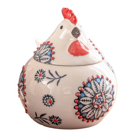 Handcrafted Ceramic Condiment Dispenser Chicken Shaped Seasoning Container Practical Cooking Accessory Set