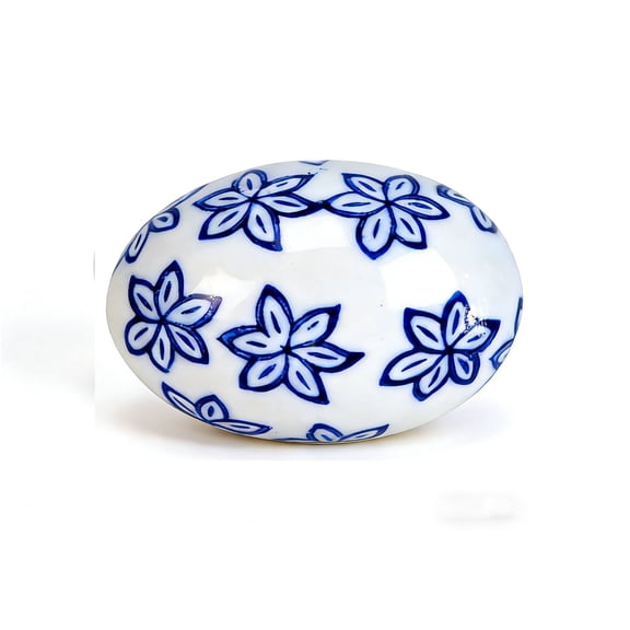 Handcrafted Ceramic Easter Eggs 2.36 Inch, Chinese Blue and White Porcelain Style Decorative Ornaments for Table Centerpieces, Shelves Displays, Spring Easter Gift or Cultural Exchange