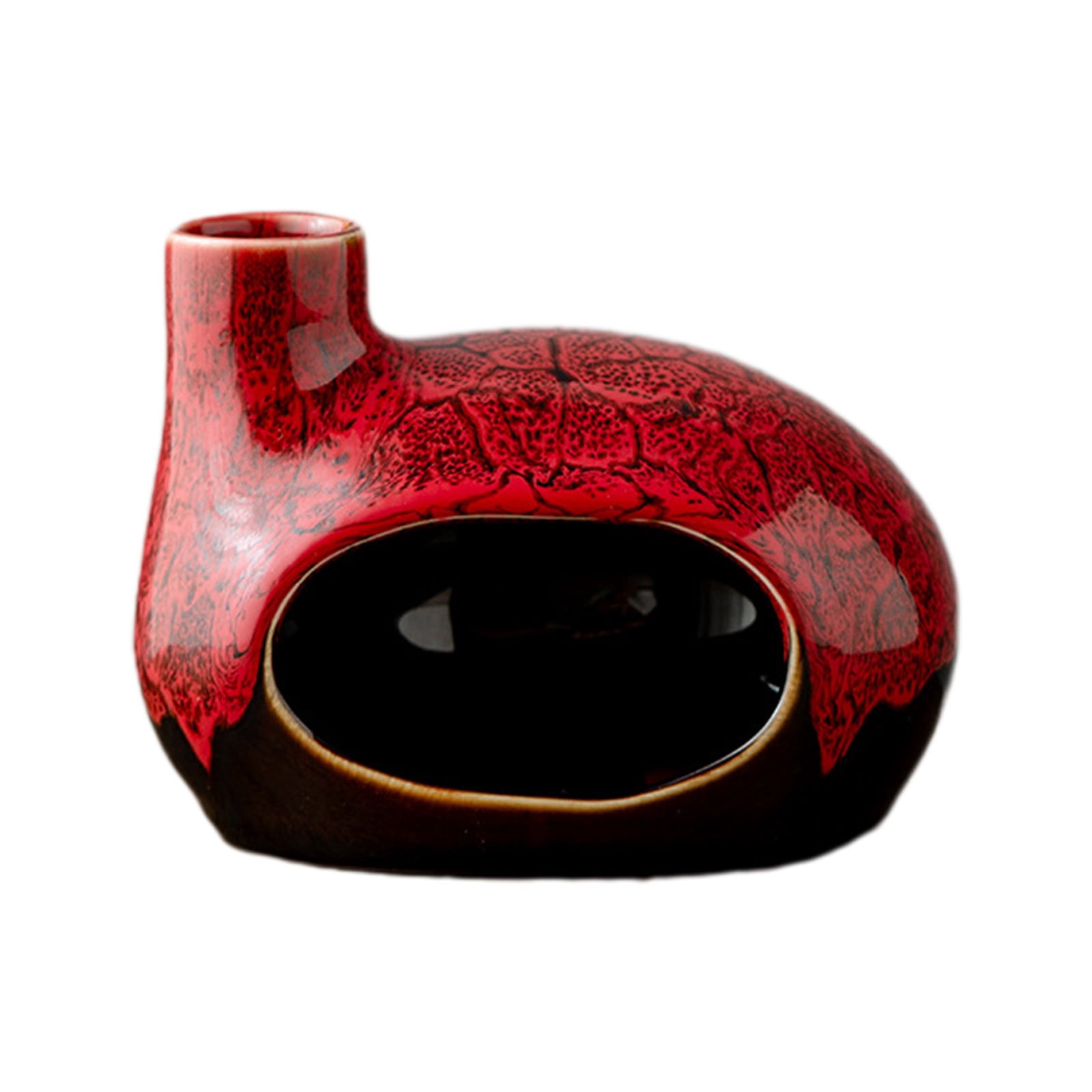 Handcrafted Ceramic House-Shaped Incense Burner with Chimney, Red Glaze Palo Santo and Sage Holder for Home Decor and Gifting