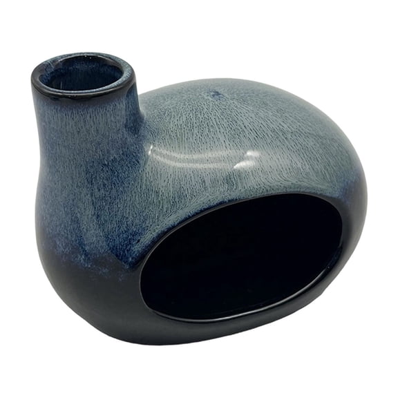 Handcrafted Ceramic Incense Burner with Ash Catcher and Chimney – Blue Ceramic Censer for Wood Sticks and Cones, Home Decor, 4.92 x 3.74 x 1.97 Inches