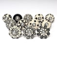 thumbnail image 1 of Black and White Handcrafted and Hand painted Ceramic Knobs—Round and Melon Shaped—Set of 12—Abstract Design, 1 of 4