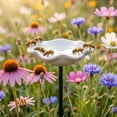 thumbnail image 1 of Handcrafted Ceramic Mini Pollinator Water Station, Colorful Floral Bee Feeder Butterfly Bath, Small Garden Stake Yard Outdoor Decor, 1 of 6