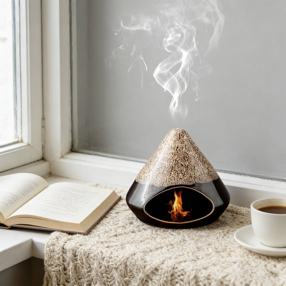 Handcrafted Ceramic Palo Incense Censer with Ash Catcher and Chimney – Wood Stick & Cone Holder, Home Decor, Perfect for Aromatherapy, Gifts Beige