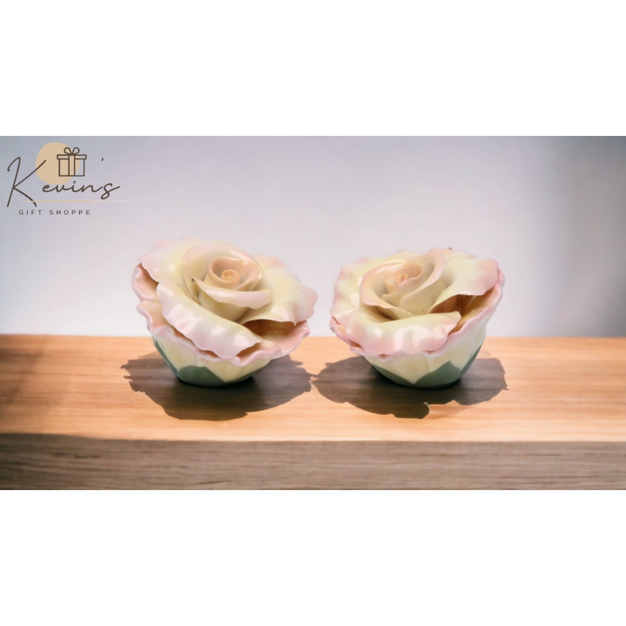 Handcrafted Ceramic Rose Flower Salt and Pepper Shakers