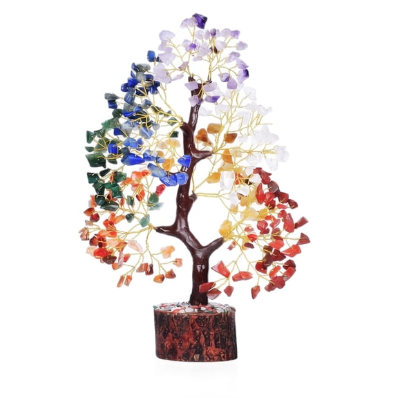 Handcrafted Chakra Crystal Tree for Home Office Decor Healing Gemstone Tree Birthday Gift for Women Mother Sister Friends Bohemian Style Room Table Ornament Autumn Theme Decoration