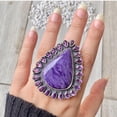 thumbnail image 1 of Handcrafted Charoite And Amethyst Statement Ring. made In 925 Sterling Silver. Boho Ring, Two Stone Ring, Boho Jewelry, Gift For Her,....., 1 of 3