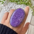 thumbnail image 1 of Handcrafted Charoite Gemstone Ring, Statement Ring, made In 925 Sterling Silver Ring, Boho Ring, Stone Ring, Boho Jewelry, Gift For Her,..., 1 of 3