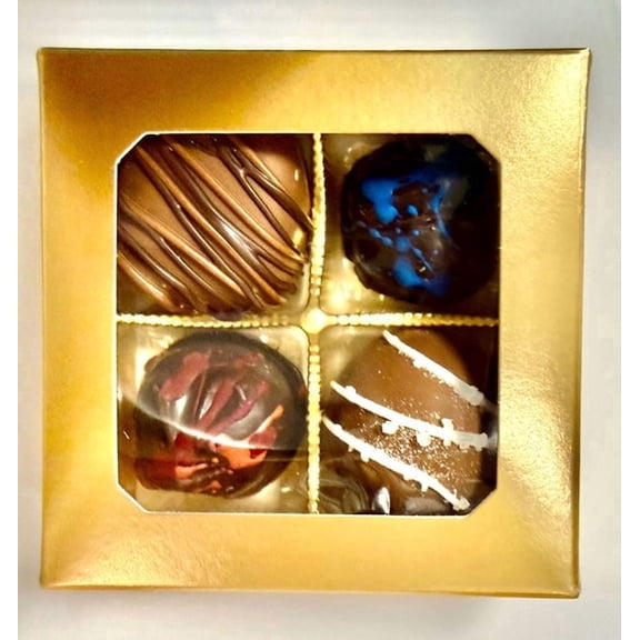 Handcrafted Chocolate Truffle Gift Box 4 Piece Gold
