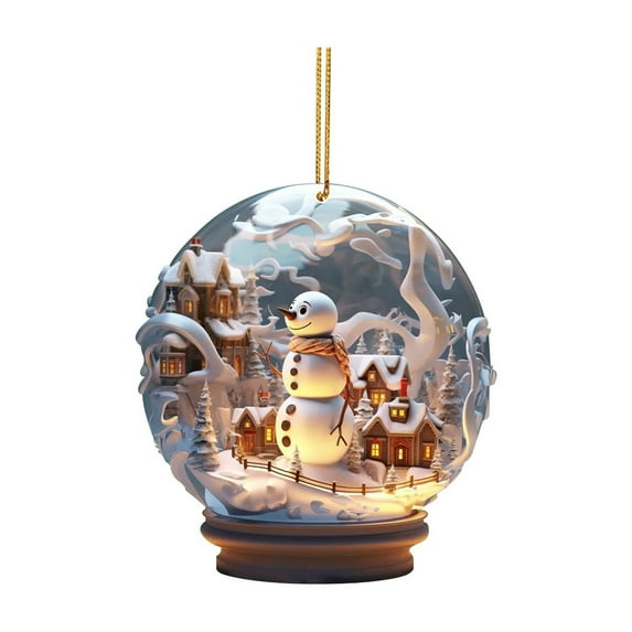 Handcrafted Christmas Snow Globe Ornament with LED Light, Winter Wonderland Scene, Holiday Home Decor