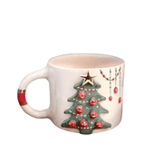 10 oz / 300 ml Handcrafted Christmas Tree Ceramic Mug With Gold Detailing & Festive Accents | Gift for Women, Mother, Girl, Mom, Mothers Day or Christmas