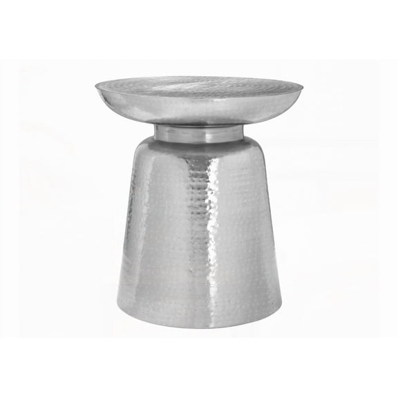 Handcrafted Chrome Metal Accent Table, 22" Height, for Living Room & Bedroom Placement