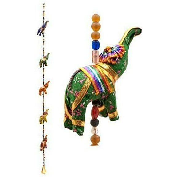 Handcrafted Cloth Five Elephant Size - 85 cm Multicolor Decorative Wall Door Hanging Layer
