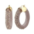 thumbnail image 1 of Handcrafted Cocoa Brown Lucite 43mm Hoop Earrings with Crystals, 1 of 2