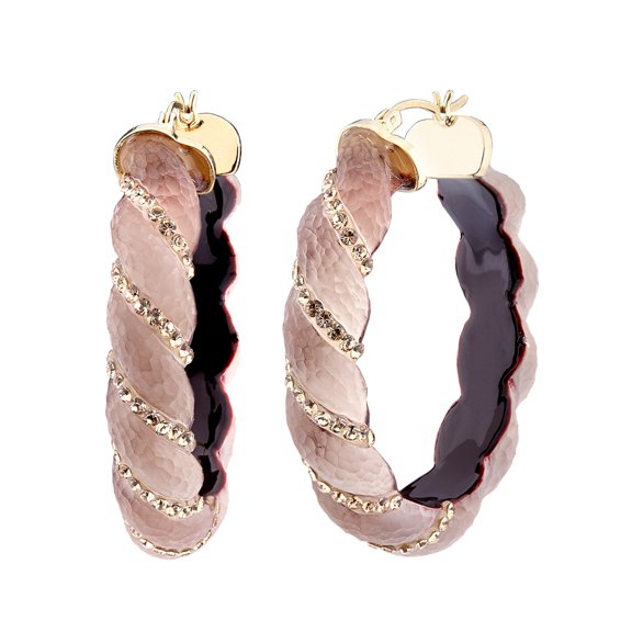 Handcrafted Cocoa Brown Lucite 52mm Large Twisted Hoop Earrings