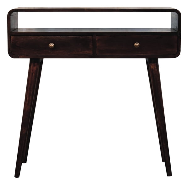 Handcrafted Console Table - Solid Wood, Walnut Finish, 2 Drawers, Nordic Style Legs, Vintage Chic Handmade Wood Furniture Table,