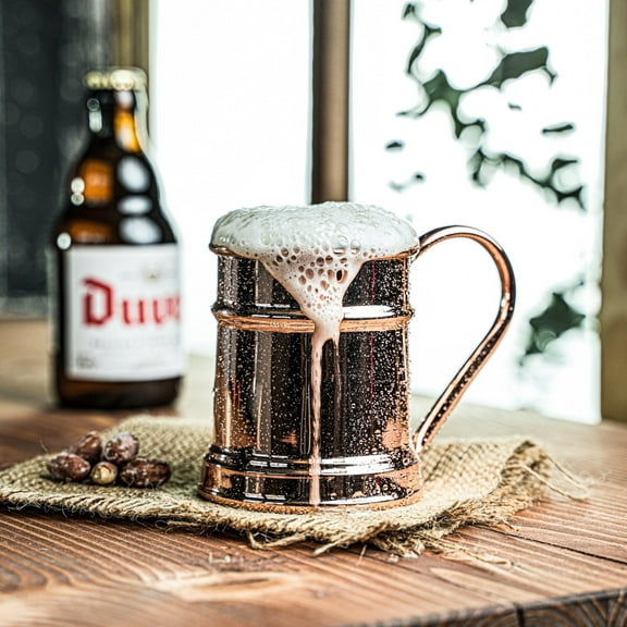 Handcrafted Copper Beer Mug | Classic Tankard for Chilled Drinks & Barware Enthusiasts