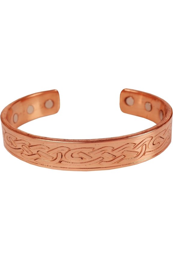 Handcrafted Copper Bracelet Hand Forged with Solid and High Gauge Tibetan Style Engraved Cuff For Women Men