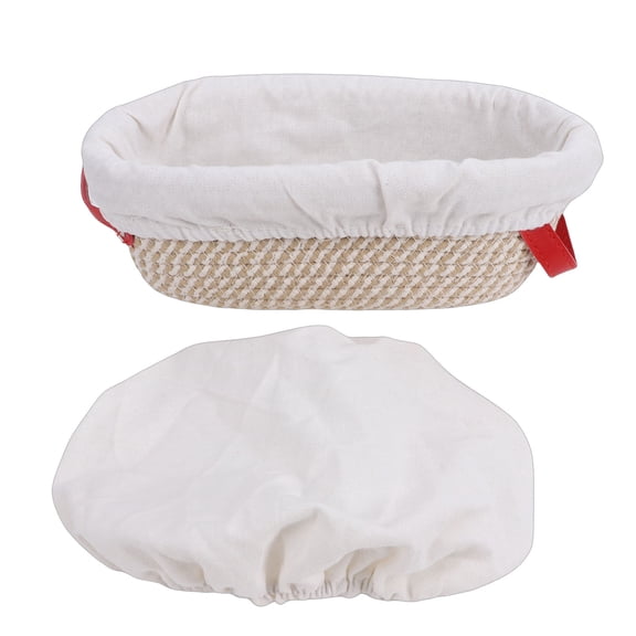 Handcrafted Cotton Rope Oval Bread Proofing Basket Set with Liners and Covers for Sourdough Baking Artisan Loaf Rattan Bowl Style Alternative, 10.2 x 5.5 x 3.7 Inches / 26x14x9.5 cm