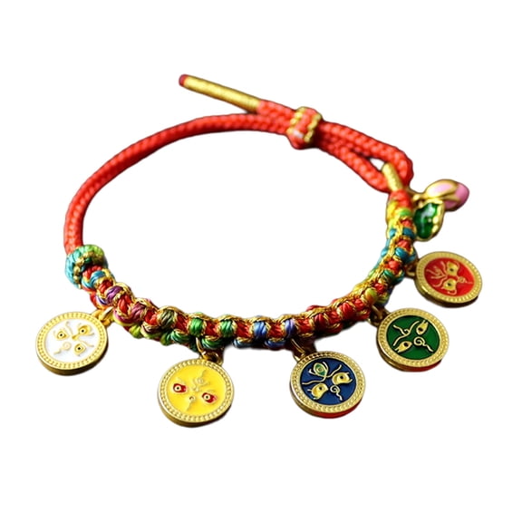 Handcrafted Cotton Rope Peach Flower Knots Wristband Adjustable Handchain Colorful Wristchain Unique Ornament